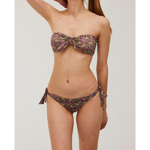 Top de bikini bandeau con estampado de flores
