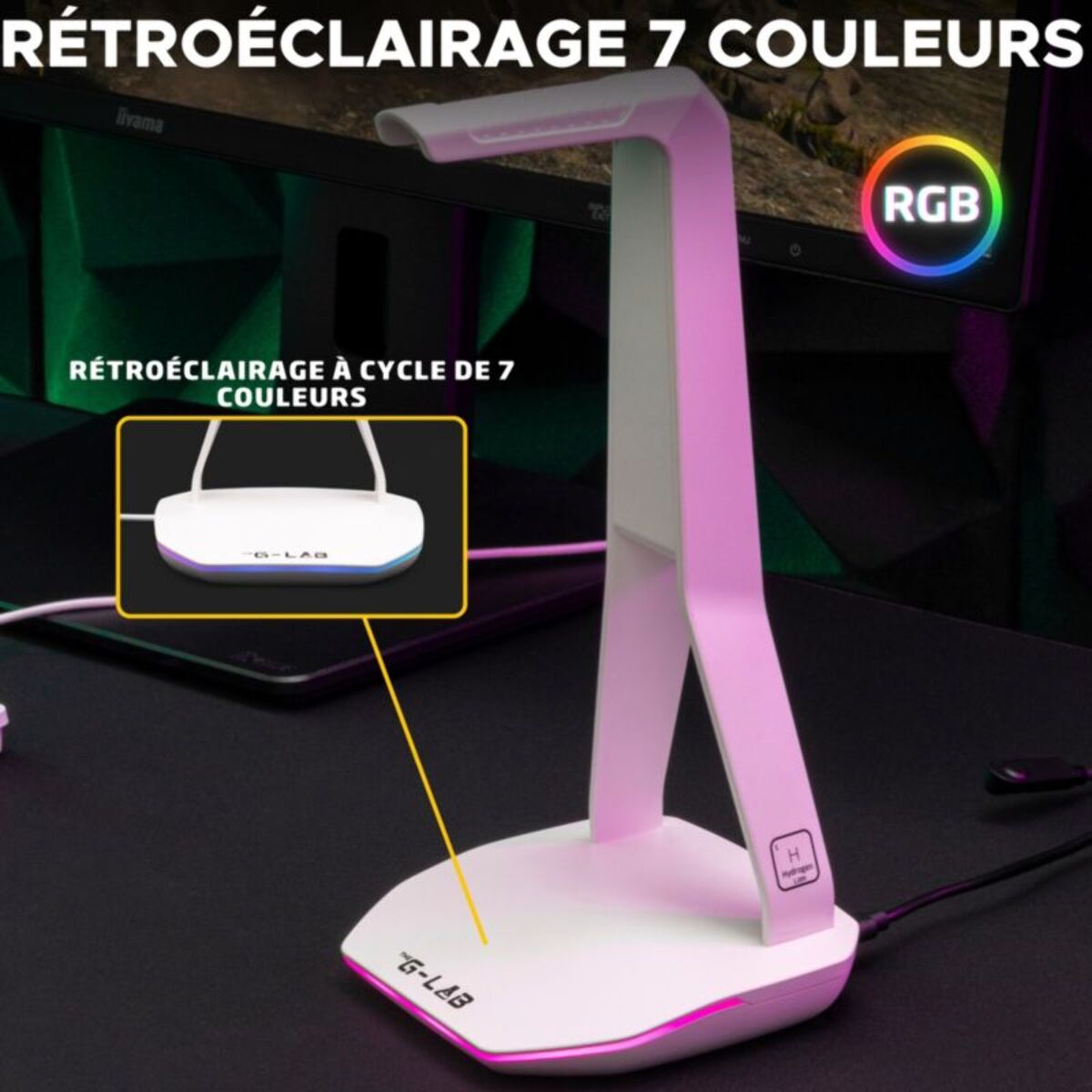 Support casque gamer THE G-LAB K STAND HYDROGEN W
