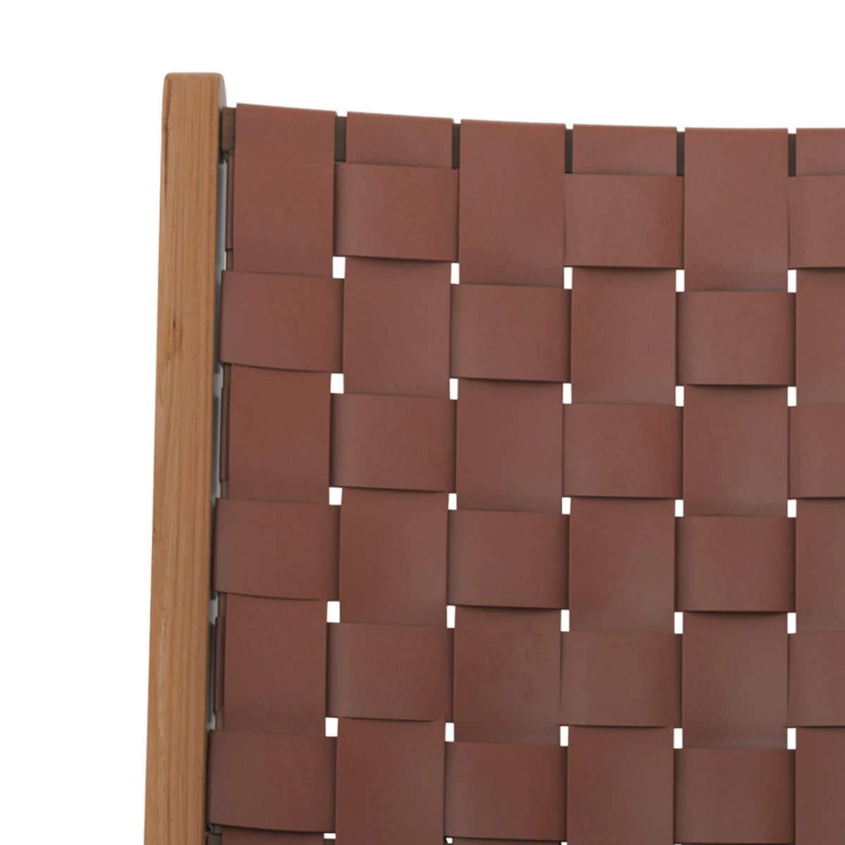 Fauteuil en teck et cuir tressé marron - Kuna