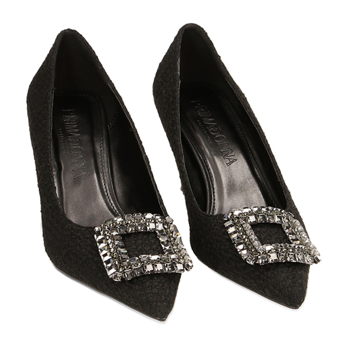 Escote joya negra tacón 7 cm