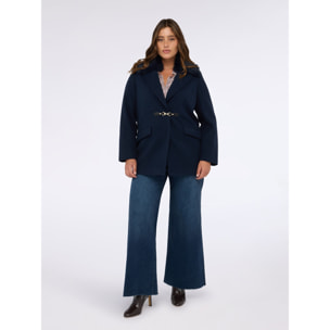 Fiorella Rubino - Cappotto con collo removibile in peluches - Blu