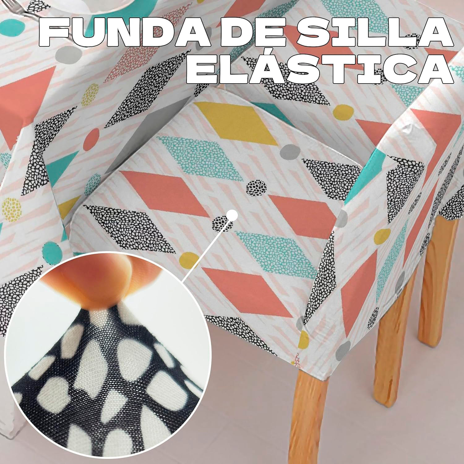 DAM Mantel impermeable de 140x220cm y 6 fundas de silla. 220x140x1 Cm. Color: Multicolor