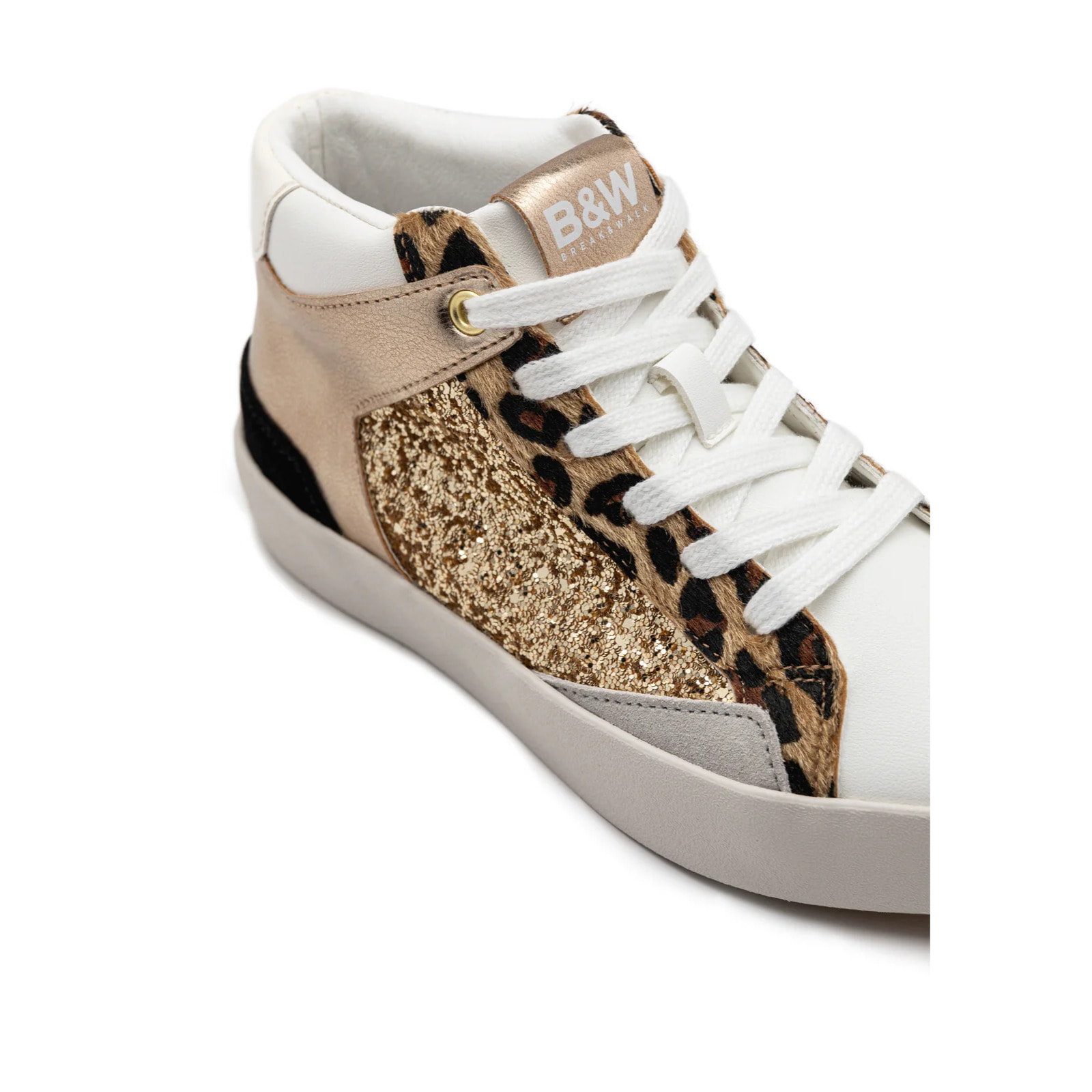 Zapatillas Altas de Niños Napa Efecto Glitter Dorado