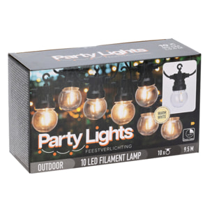 Guirnalda de luces led blancas cálidas para decoración interior, 10 bolas g50 con temporizador y transformador