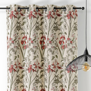 Rideau fleur d'Iris poly-coton - Rouge