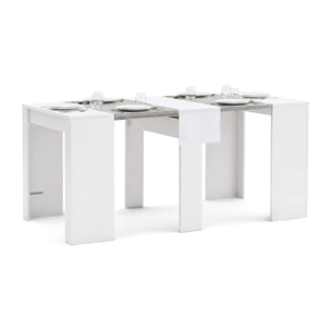 Mesa consola extensible en blanco artik y gris cemento 50-235x90 cm Denis Blanco Artik (Blanco Mate) - Gris Cemento