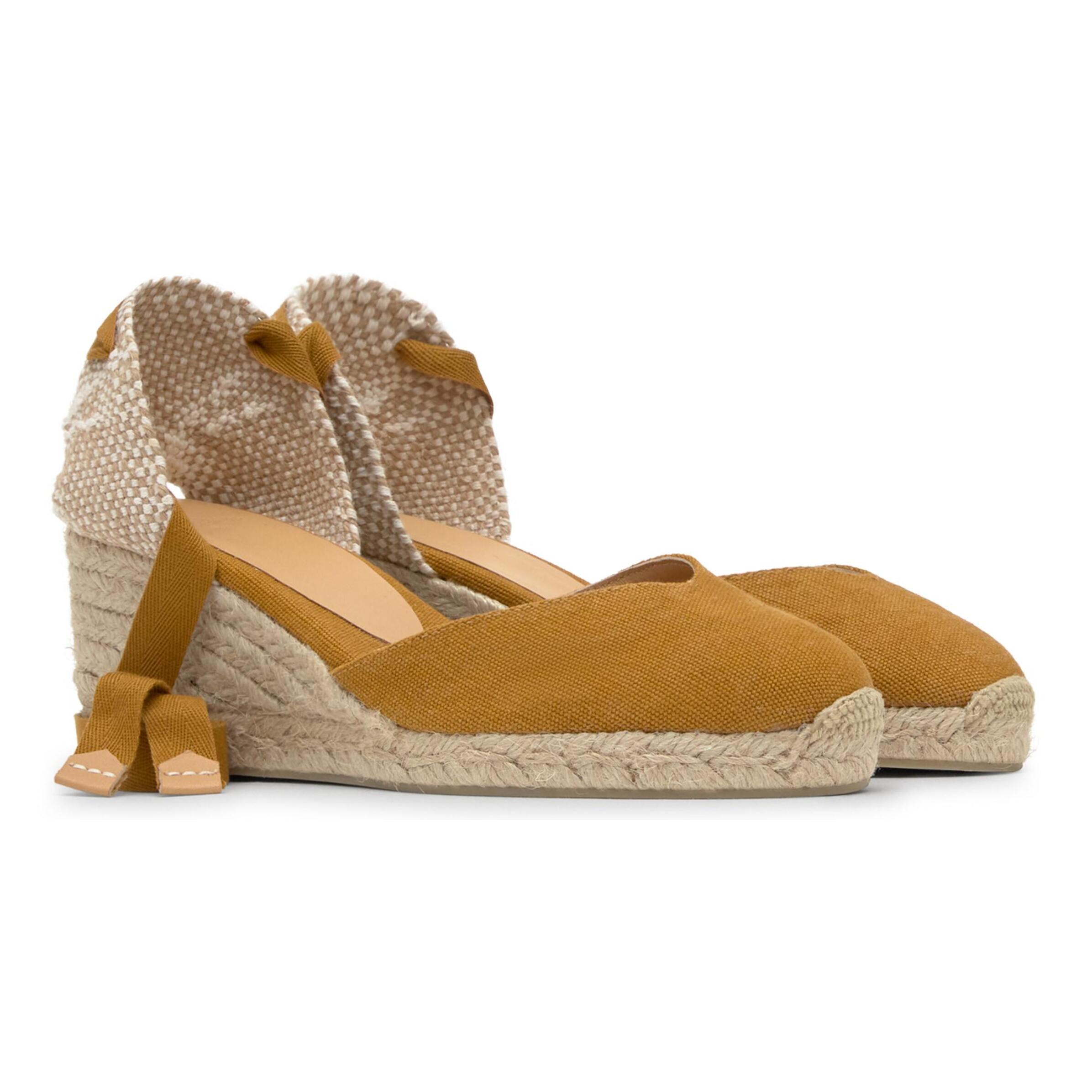 Alpargata de cuña Chiara en algodón orgánico lavado con cierre de cintas