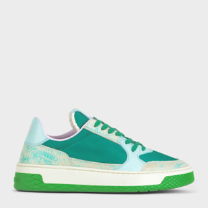 SNEAKER LOW P02 DONNA IN MESH E SUEDE GRAFFIATO VERDE SMERALDO