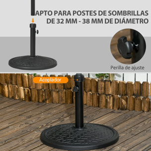 Base de Sombrilla de Hormigón Soporte para Parasol de 14 kg Pie de Parasol para Mástil de Ø32-38 mm para Jardín Terraza Patio Ø46x34 cm Negro