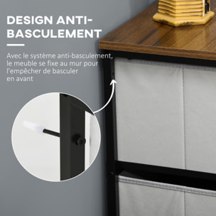 Commode meuble de rangement 8 tiroirs - dim. 100L x 30l x 78H cm - structure acier noir tissu pliant gris