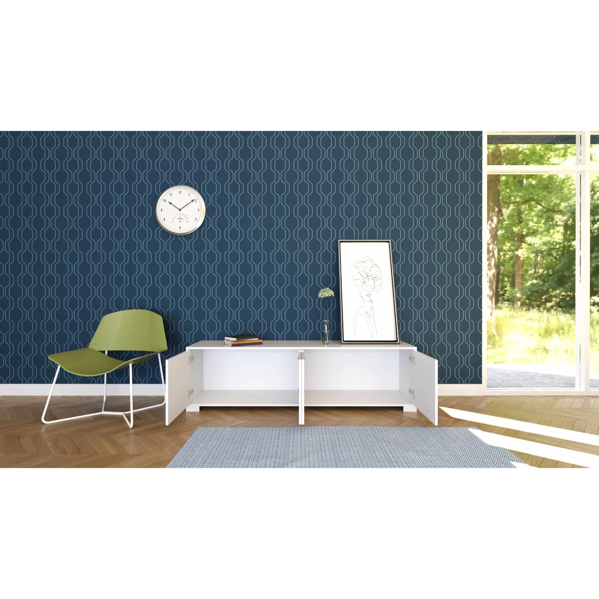 Meuble de TV 4 puertas 172x40x48 cm Lumina blanco brillante