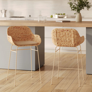 Lot de 2 chaises pour îlot central 66 cm en matière naturelle - Faro