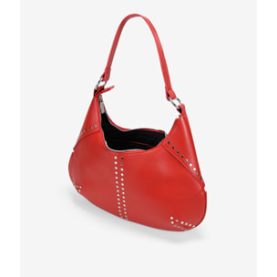 Bolso de hombro rojo con tachuelas