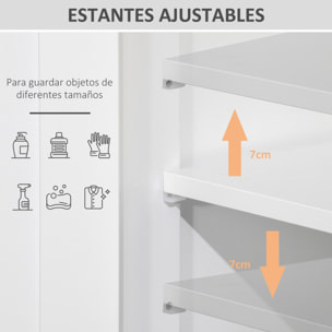 kleankin Armario de Baño con 2 Puertas Estante Ajustable 2 Cajones y Compartimento Abierto Mueble Auxiliar de Almacenaje para Salón Cocina 60x30x108,8 cm Blanco