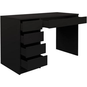 Bureau en bois 5 tiroirs "Malika" - 120 x 75 x 55 cm - Noir