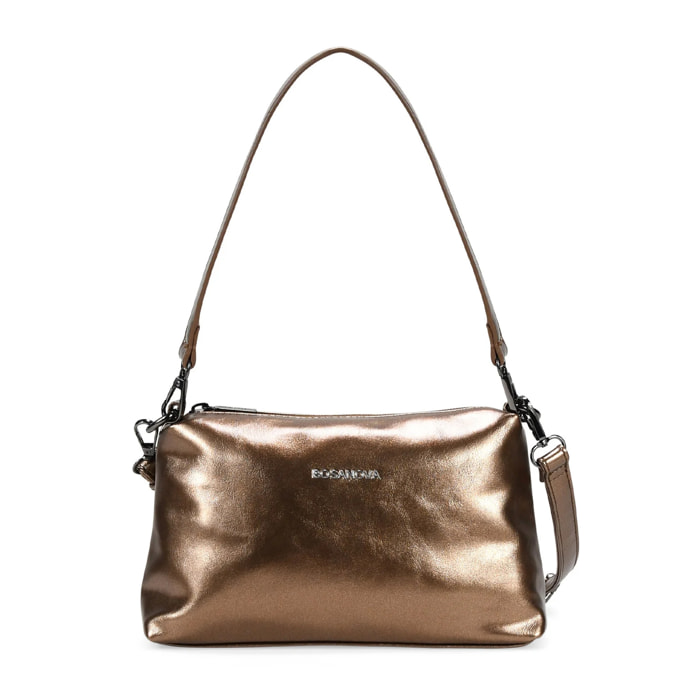 Bolso de hombro bronce pequeño con cremallera