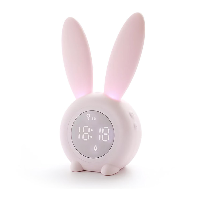 Sveglia per bambini Bunny con luce. Via agitando. Batteria ricaricabile.