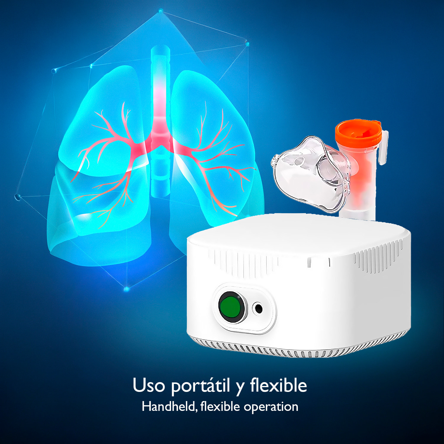 Nebulizador con compresor SL-W310, diseñado para el cuidado del asma, alergias y otros trastornos respiratorios. Incluye mascarilla y boquilla.