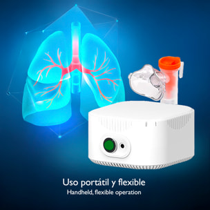 Nebulizador con compresor SL-W310, diseñado para el cuidado del asma, alergias y otros trastornos respiratorios. Incluye mascarilla y boquilla.