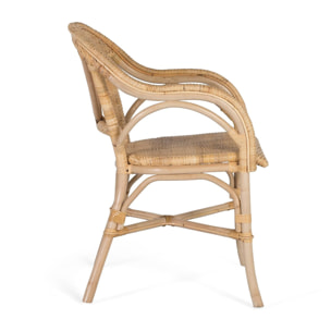 Sillón de Bambú, Rattan 55 Cm Estilo Mediterráneo