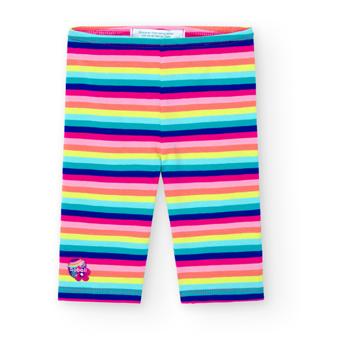 Leggings pirata niña, algodón estampada, rayas, rosa