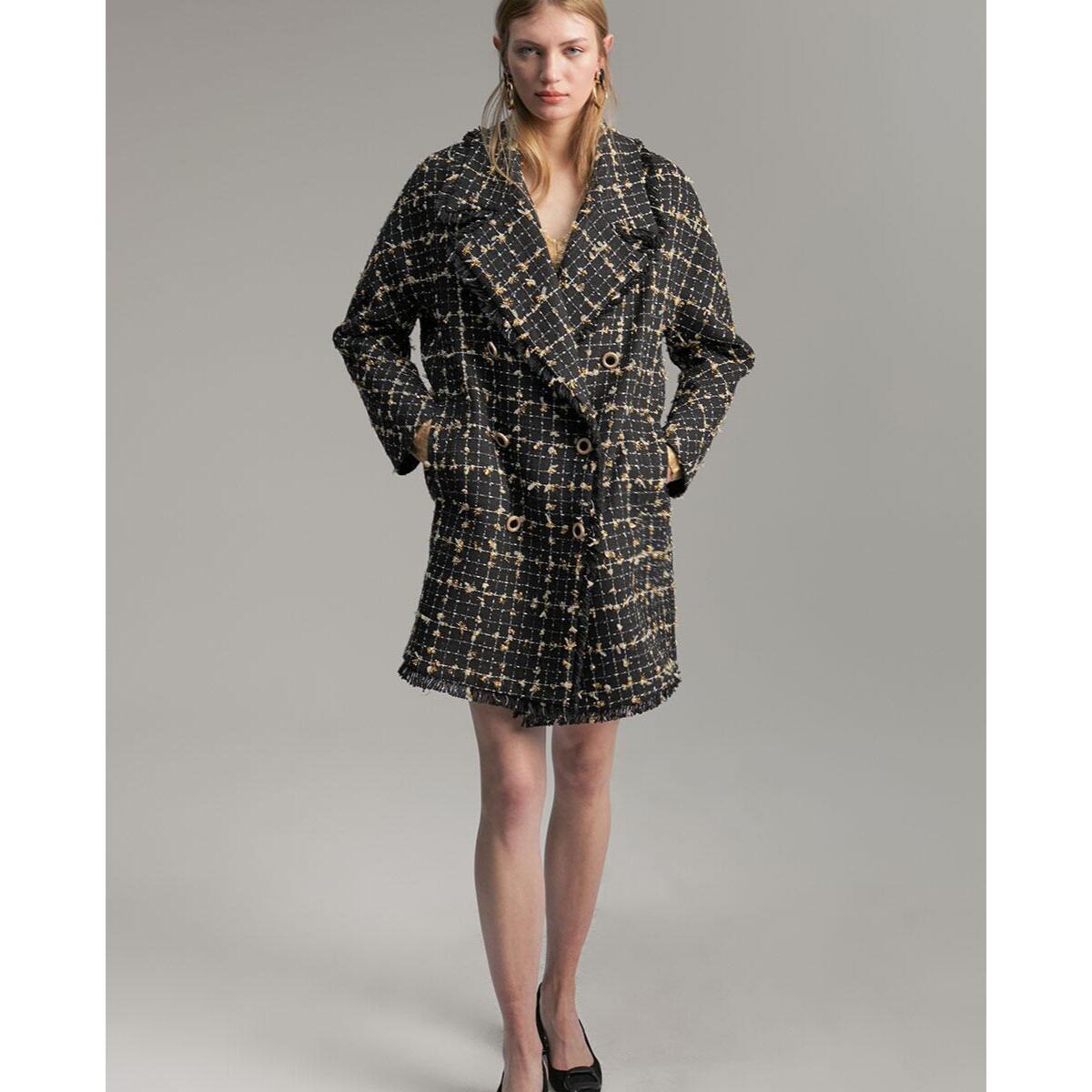 Cappotto midi con dettagli in lurex