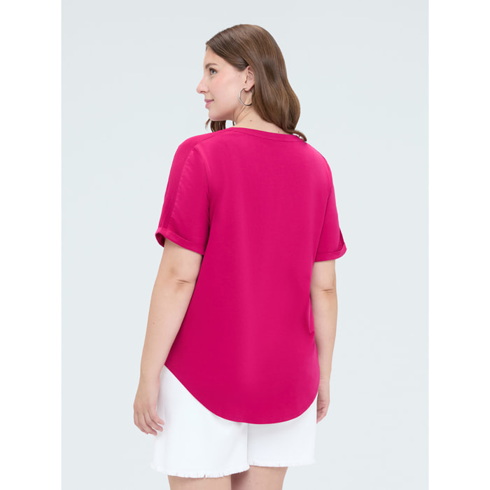 Fiorella Rubino - T-shirt in cotone con scritta motivazionale - Fucsia