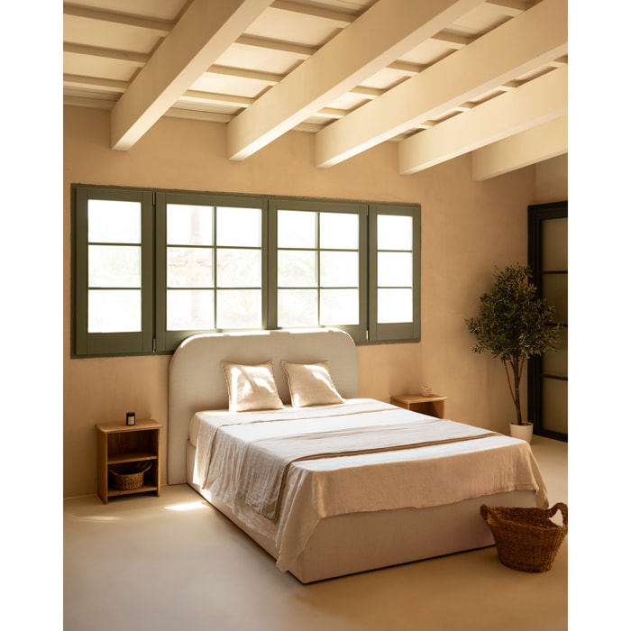 Cama con canapé gris claro para colchón de varias medidas