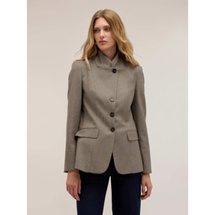 Motivi - Giacca strutturata check collo alto - Beige
