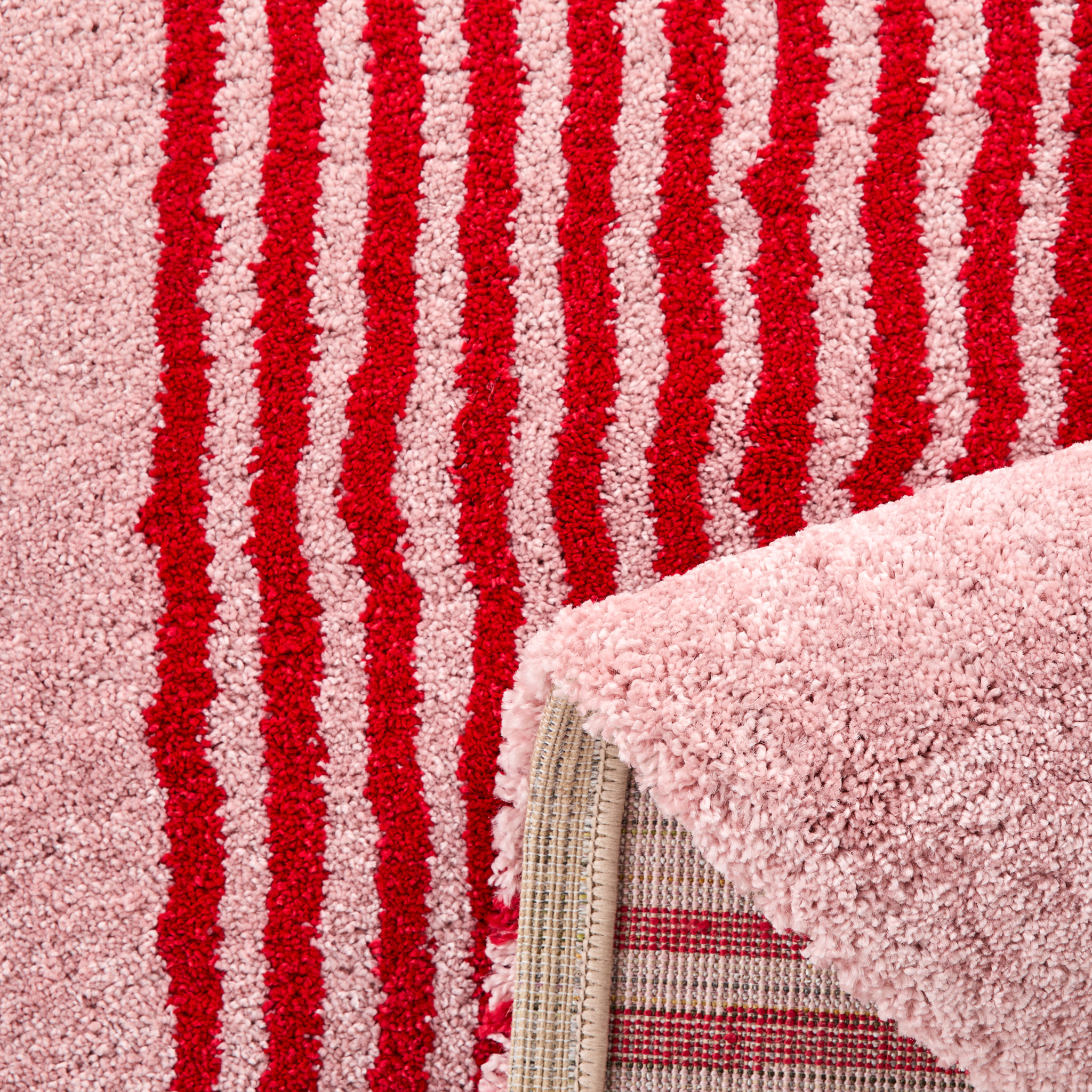 GROOVY - Tapis rétro coloré style seventies - Confortable et moelleux - Rouge