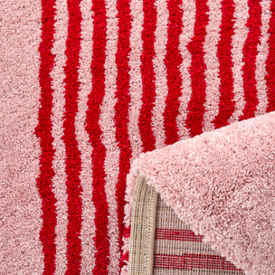 GROOVY - Tapis rétro coloré style seventies - Confortable et moelleux - Rouge