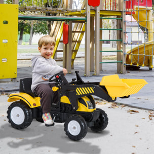 Tracteur à pédales tractopelle Ranch Trac jeu de plein air enfants 3 à 6 ans jaune noir