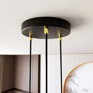 Lampada a sospensione Selter in acciaio nero e oro