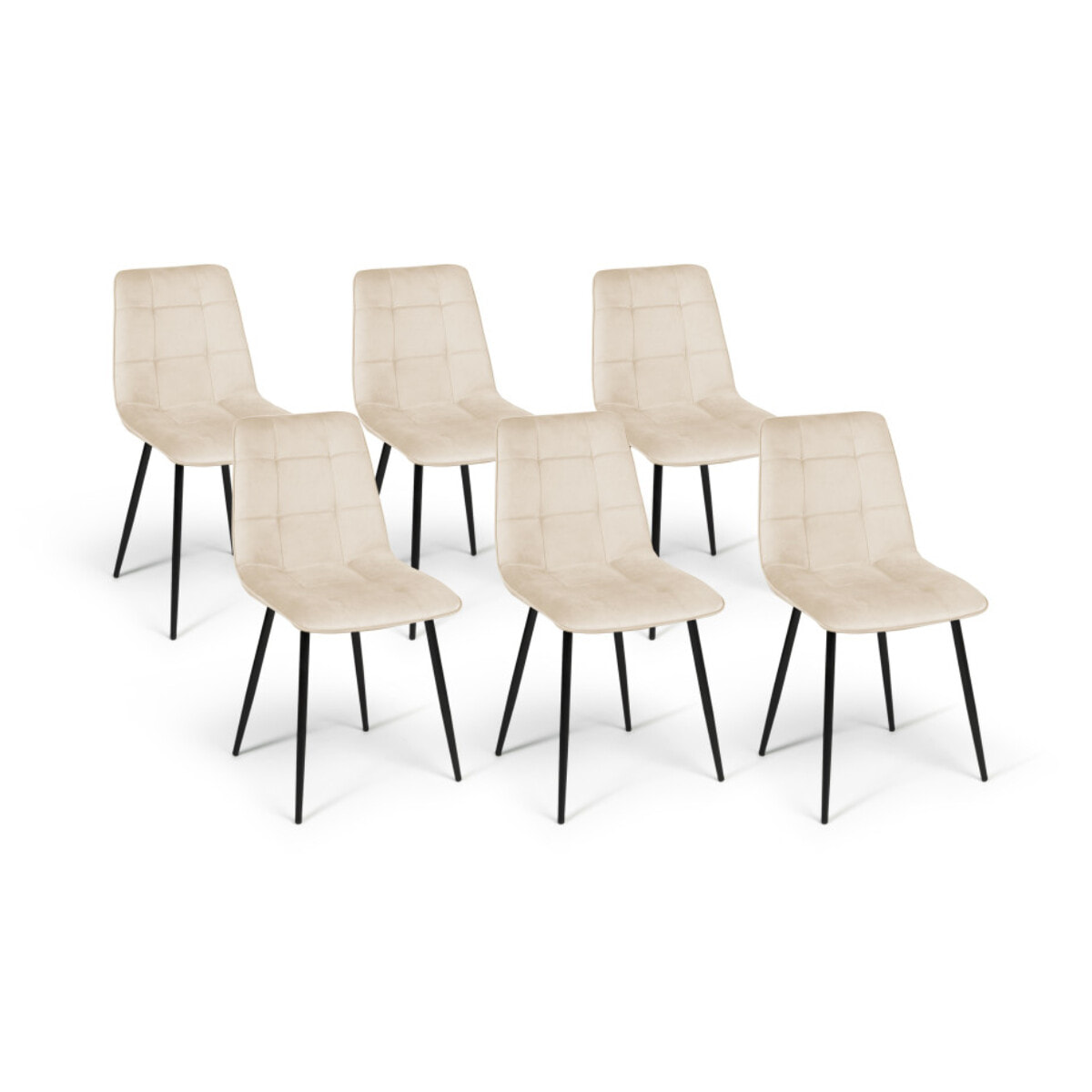 Chaises Linda en velours et pieds métal noirs