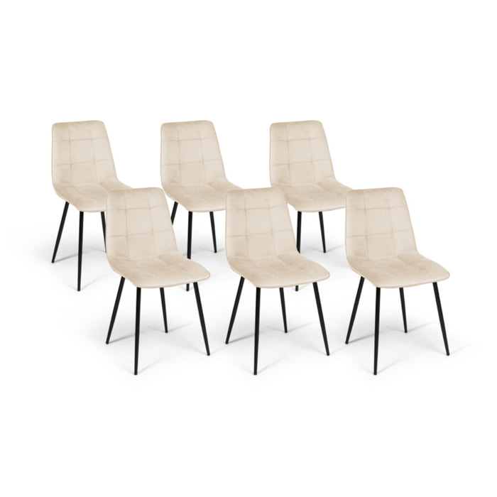 Chaises Linda en velours et pieds métal noirs