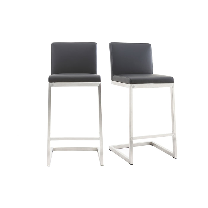 Tabourets de bar design noirs avec pieds métal (lot de 2) STELLAR