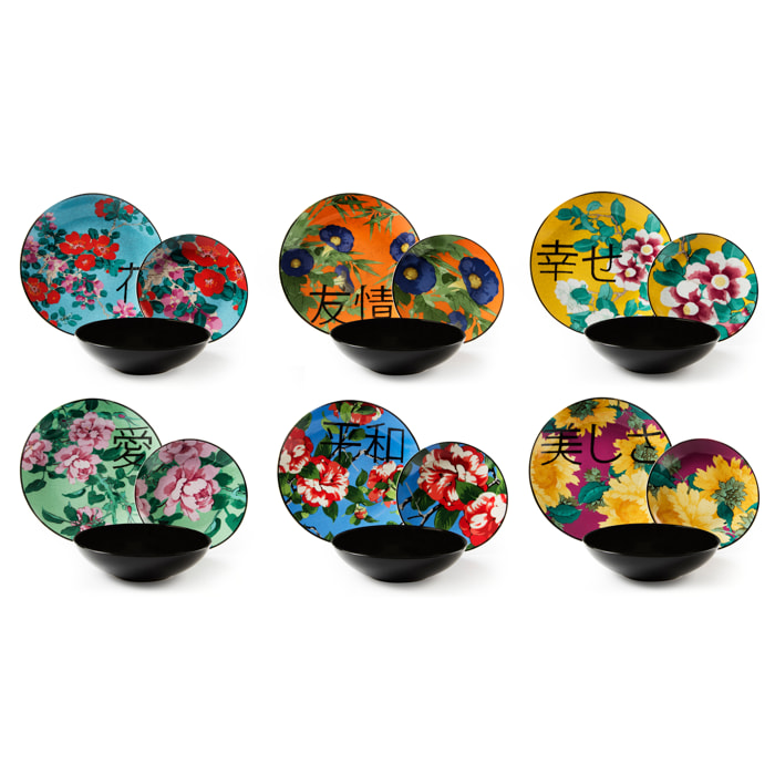 Servizio piatti 18 pezzi Excelsa – Furisode, Porcellana Multicolore