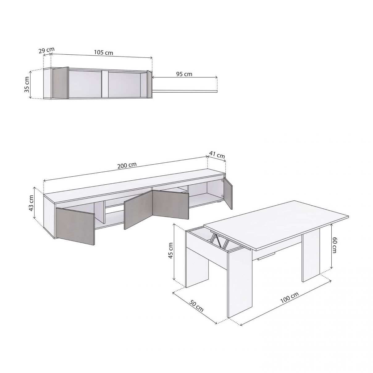 Pack salón con mesa de centro Arlet Plus V2 Blanco Artik (Blanco Mate) - Óxido