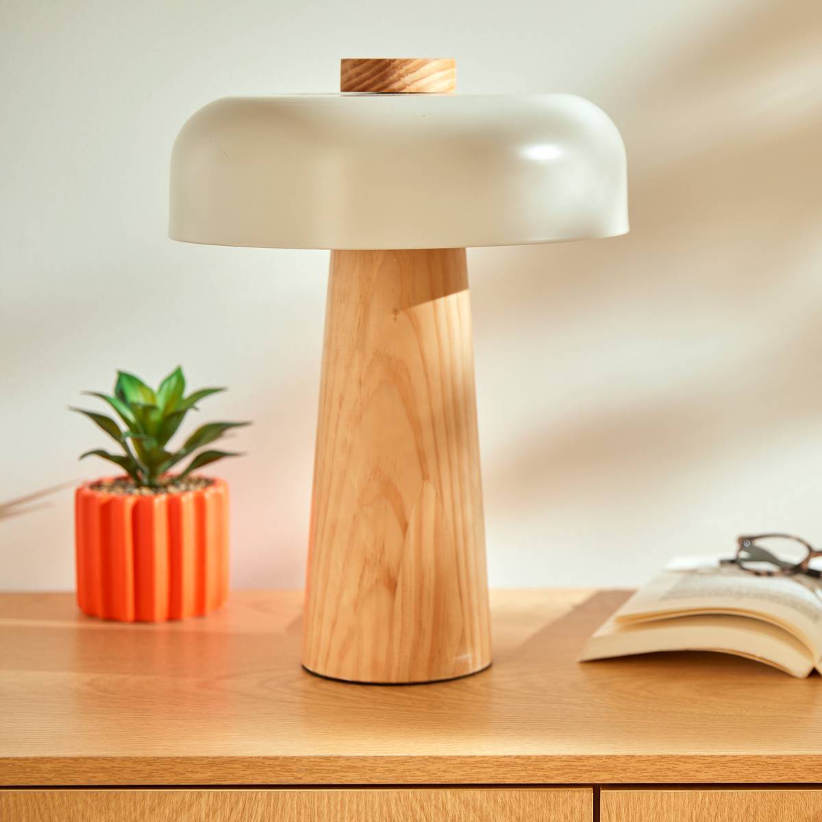 Lampe champignon secteur Pola blanc H36cm