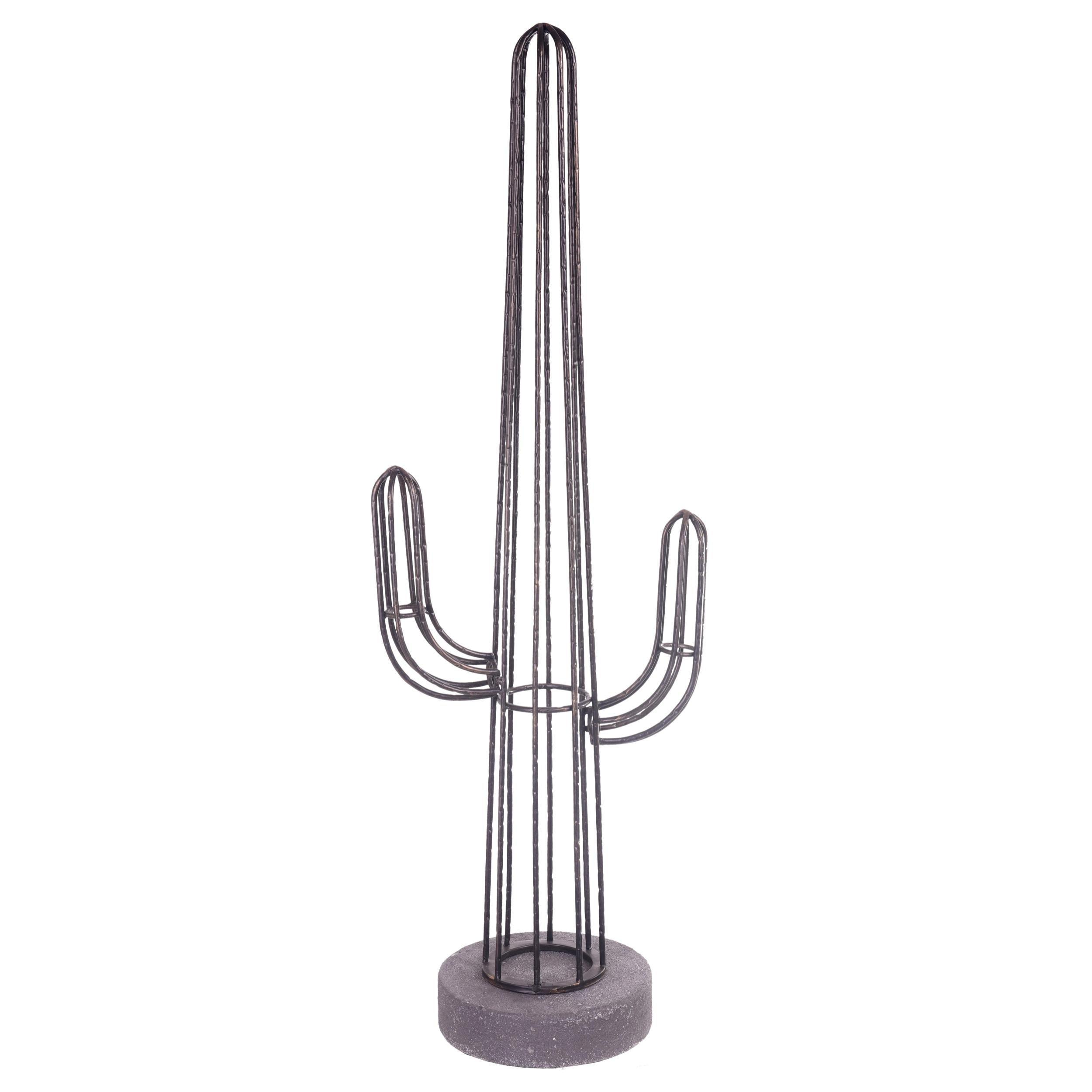 Profilo Cactus In Metallo. Altezza 91,5 Cm - Pezzi 1 - 32,5X91,5X23cm - Colore: Bianco - Bianchi Dino - Piante Artificiali