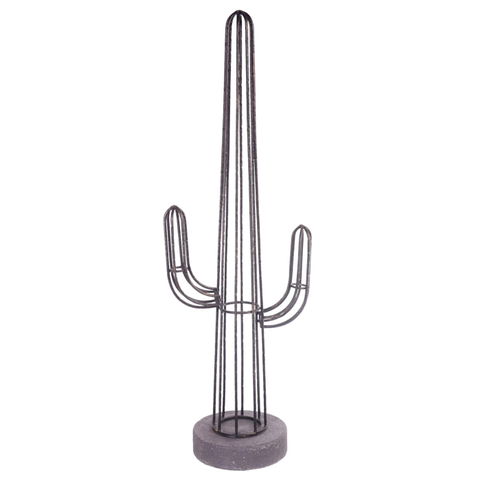 Profilo Cactus In Metallo. Altezza 91,5 Cm - Pezzi 1 - 32,5X91,5X23cm - Colore: Bianco - Bianchi Dino - Piante Artificiali