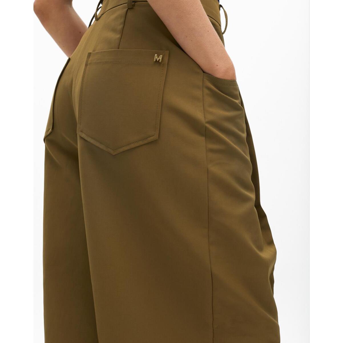 Pantaloni dritti cropped in popeline