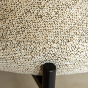 Fauteuil lounge en tweed beige avec pieds en métal noir GINA