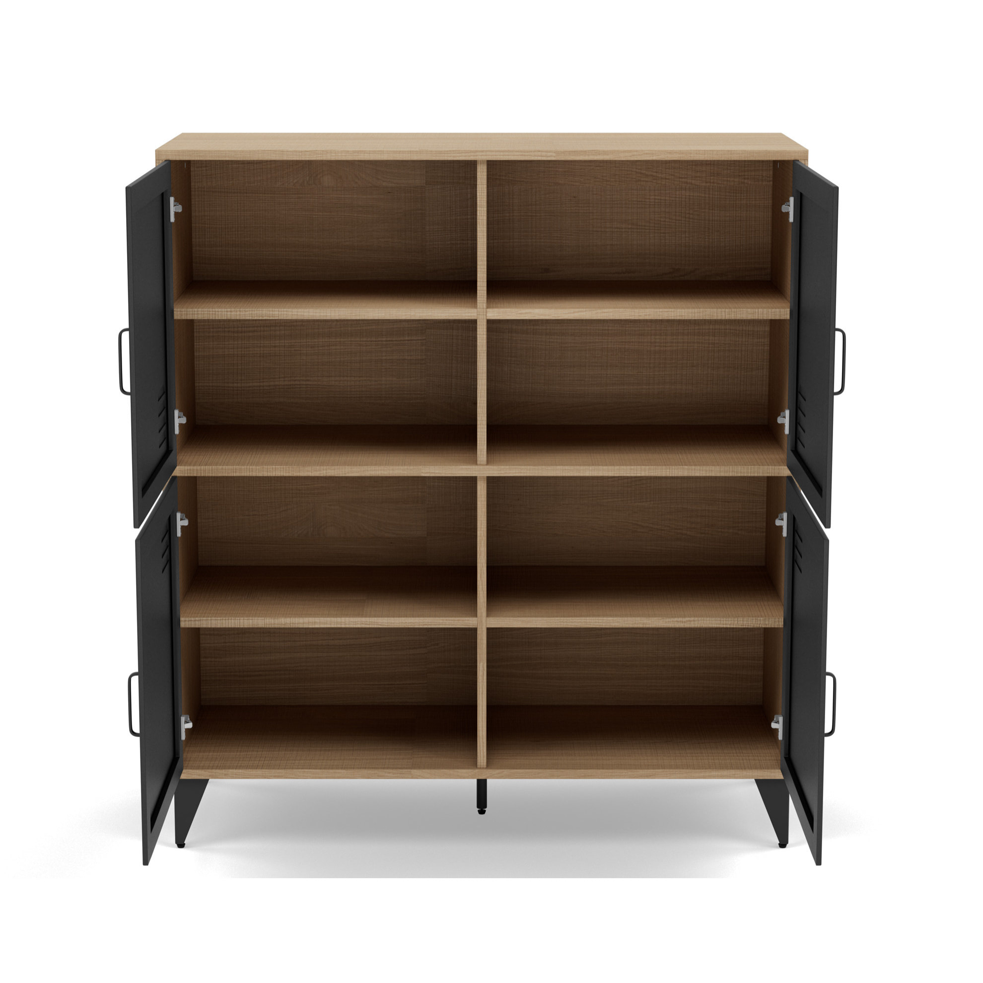 Tribeca - buffet haut - effet bois et métal noir - 2 portes - 100x112 cm - Bois / Noir