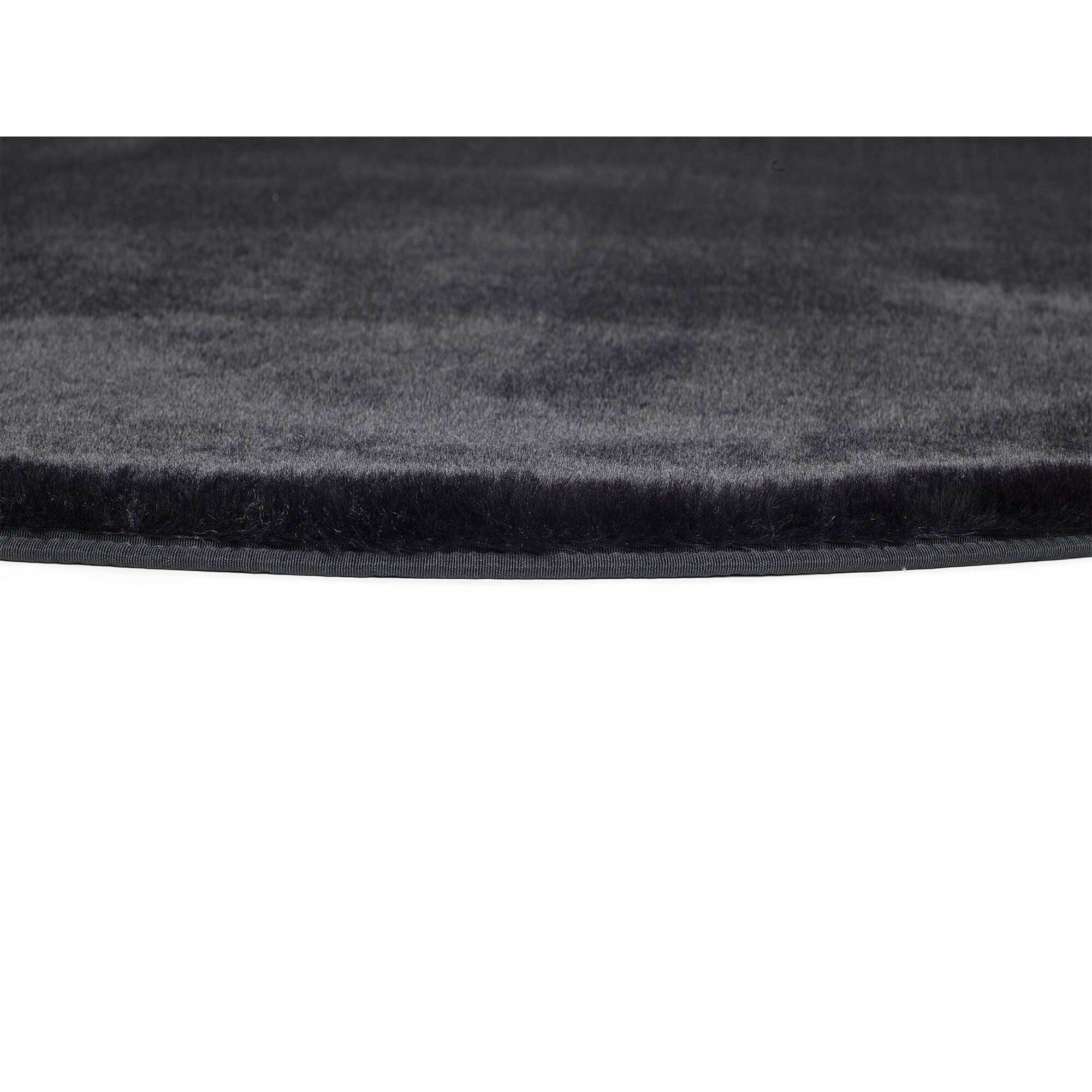 FOX Alfombra lisa lavable pelo largo en negro, varias medidas disponibles