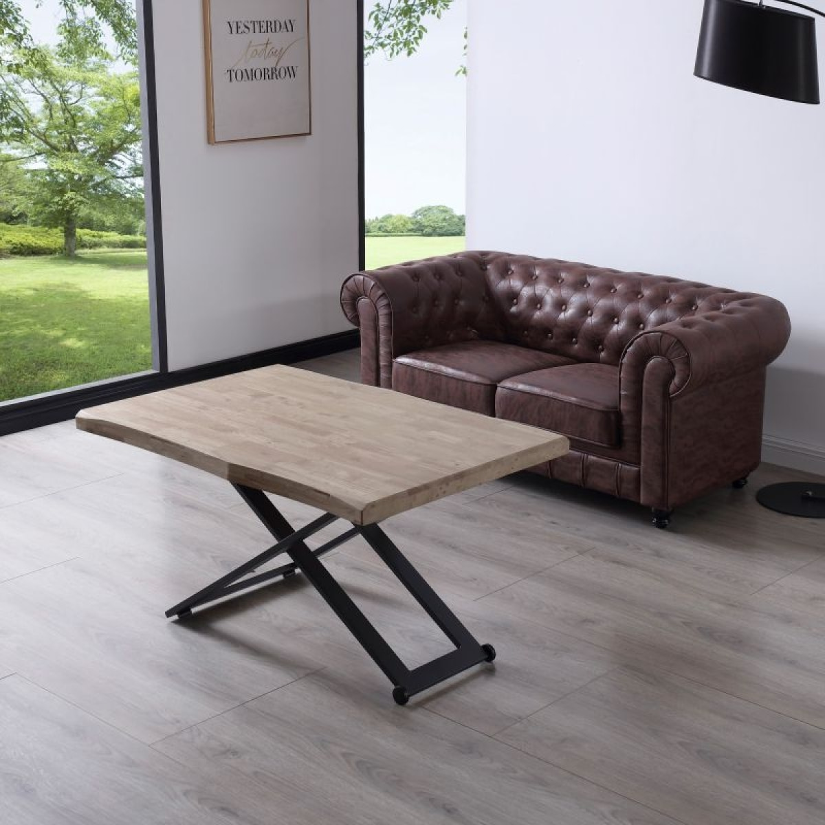 Mesa de centro elevable Lada Fit Roble Honey - Negro