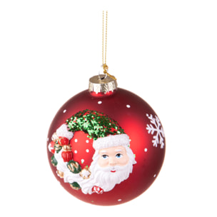 Sfera con Babbo Natale Fiocco Ne - Pezzi 4 - Colore Rosso - 10x10Hx10cm - Bianchi Dino