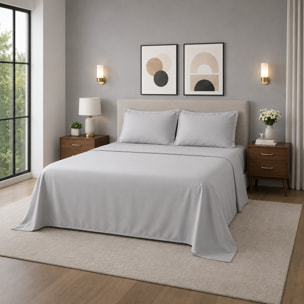 HERMET Completo Letto Matrimoniale in 100% Cotone zerObed_Olympia_Silver