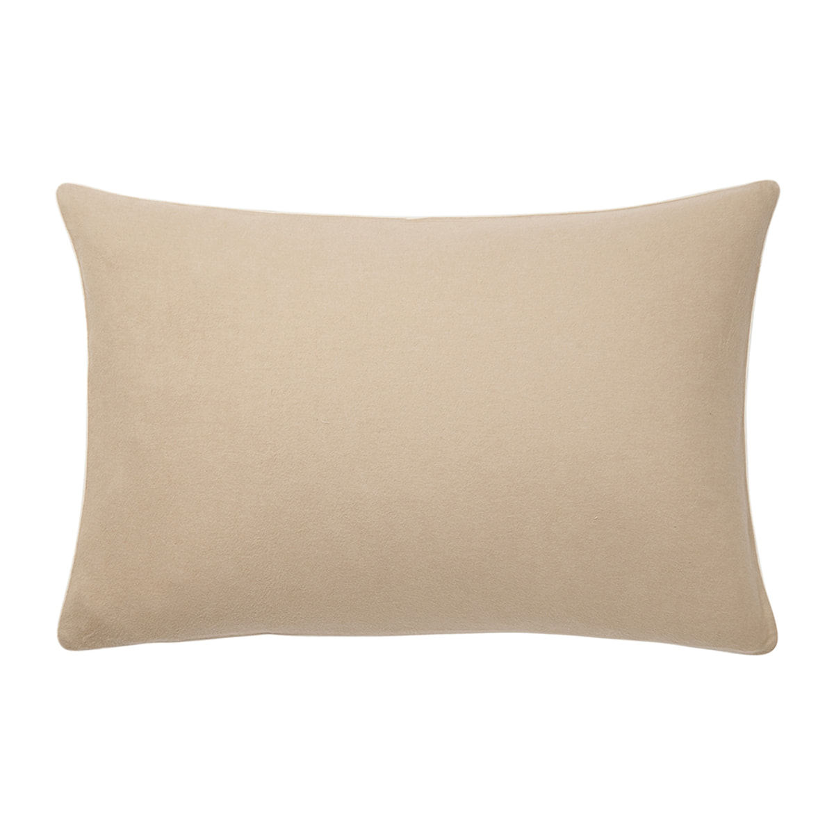 Taie d'oreiller unie en flanelle de coton chambray, FRISSON, Beige Sésame
