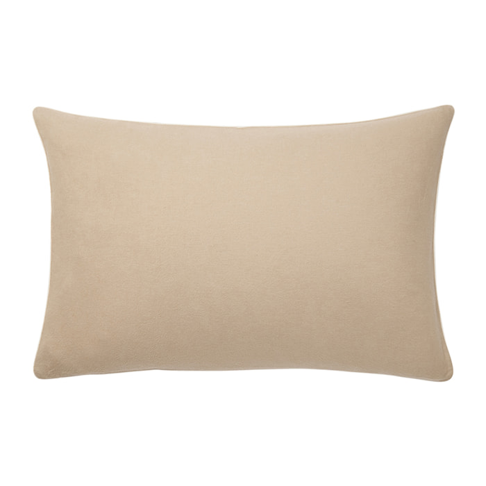 Taie d'oreiller unie en flanelle de coton chambray, FRISSON, Beige Sésame